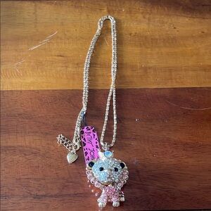 Betsey Johnson Pink and Gold Bear Necklace